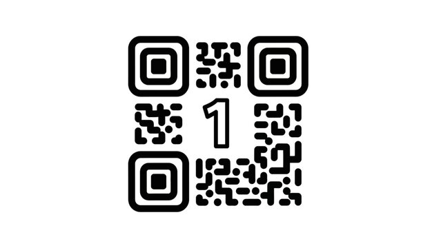 QR Code with Number 1 in Center - Digital Technology and Information Access