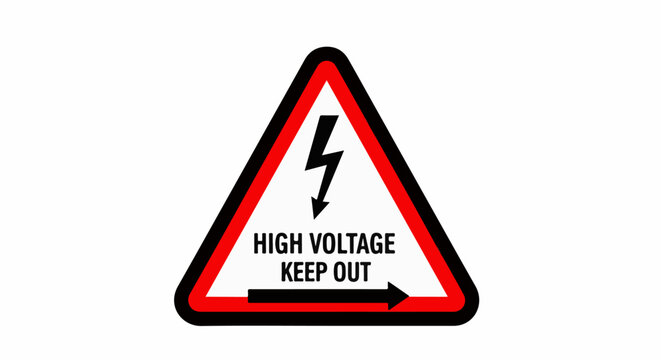 Warning sign indicating high voltage and danger, keep out