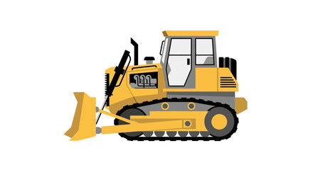 Yellow construction bulldozer vector illustration isolated on white background © Jaya