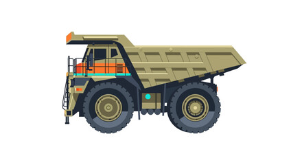 Illustration of a large mining dump truck on a white background. © Jaya