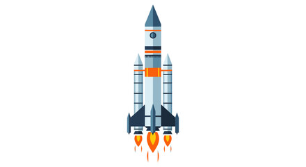 Rocket launch with fire on white background © Jaya