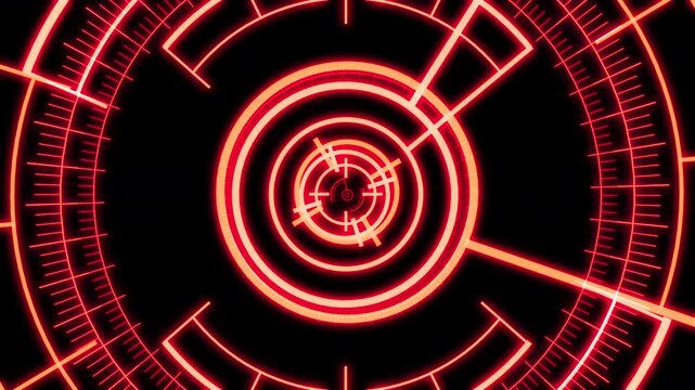 HUD Rader Radial Graph Scan Circle Blinking Red Animation Loop