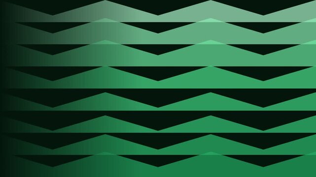 Emerald zigzag bands on dark background, corporate dynamic motion loop