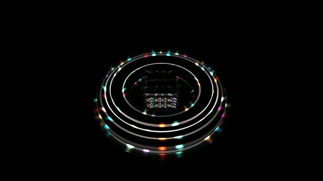 Abstract Geometric Neon Light Shape With Colorful LED Lights Moving Pulsating Around Cube Looping VJ Animation