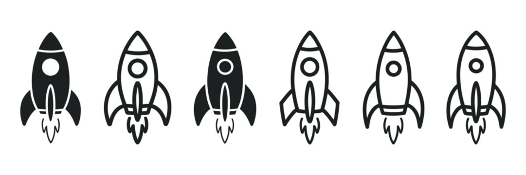 Rocket vector icons, launch spaceship spacecraft fast flying space startup business concept illustration vector