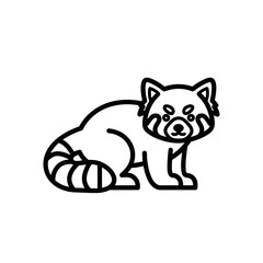 Fototapeta premium Cute Red Panda Outline Icon, Stylized Animal Illustration