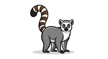Cute Ring-tailed Lemur Cartoon Character Isolated on White Background © firman