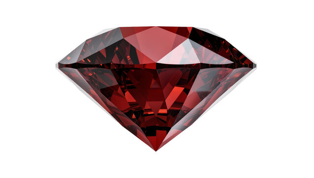Deep red faceted gemstone ruby cut, sparkling facets
