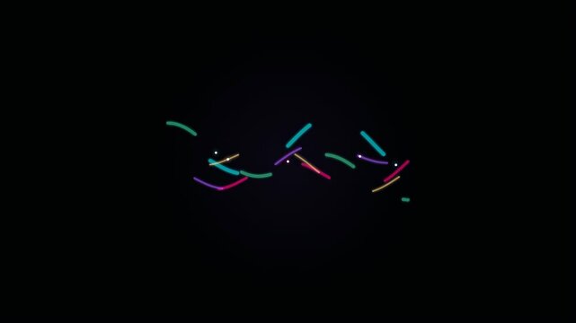 Glowing lines dance across a dark background