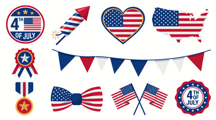 Obraz premium Set of 4th of july independence day vector elements