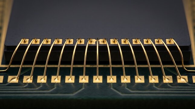 Gold wire bond loops connecting die to substrate pads