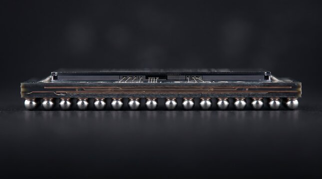 Package edge profile showing die substrate and solder balls
