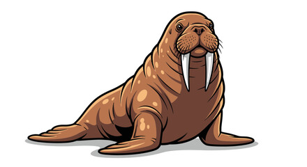 Illustration of a walrus with tusks on a white background © triyanto