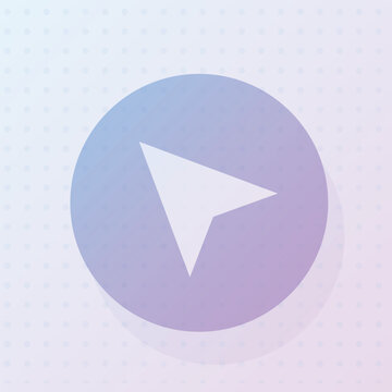 Modern Minimalist Navigation or Send Arrow Icon on a Soft Gradient Background, Ideal for GPS, Maps, Location Services, Play Buttons, Directional Cues, and Message Sending Concepts