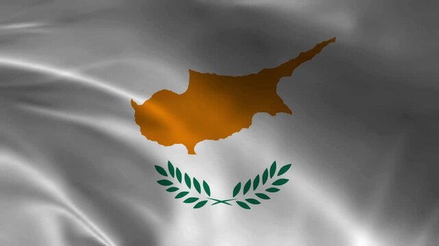 Cyprus National Flag Waving in Wind, Realistic Fabric Animation Background Video