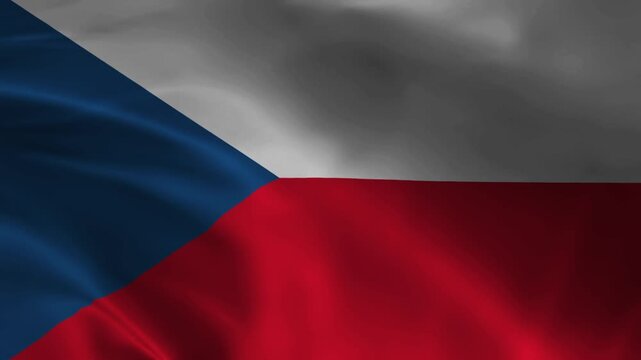 Czech Republic National Flag Waving in Wind, Realistic Fabric Animation Background