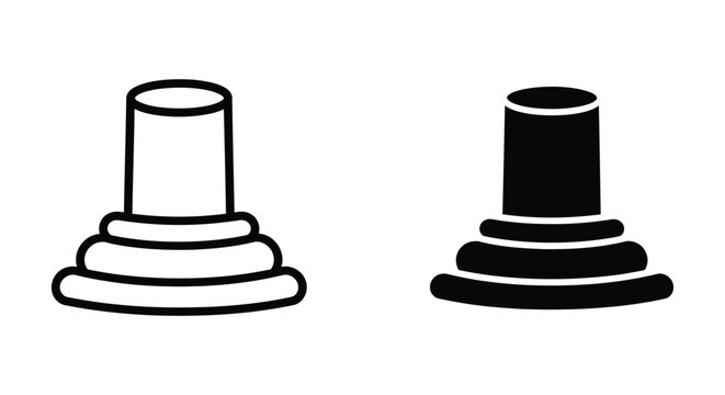 Plunger icon set vector illustration of a toilet plunger in outline and solid style