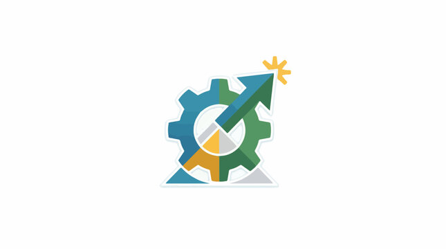 A colorful gear-based logo with a rocket