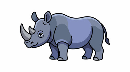 Obraz premium A cartoon rhinoceros with a large horn on its face