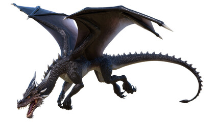 Fototapeta premium Dark fantasy dragon with open mouth and sharp claws