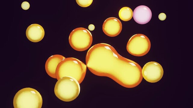Neon yellow metaball blob lava on black bg 4k