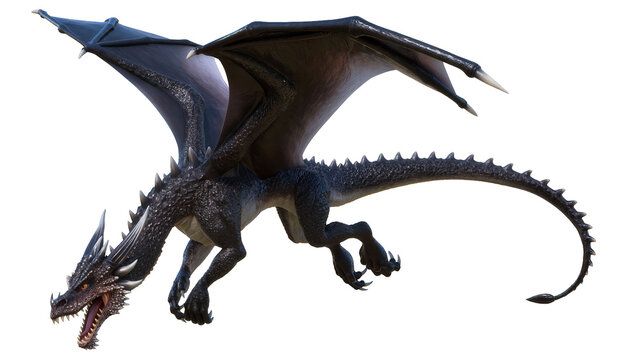 Dark fantasy dragon with open mouth and sharp claws