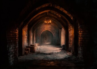 Naklejka premium Mysterious Stone Archway - A Glimpse into the Unknown Depths.