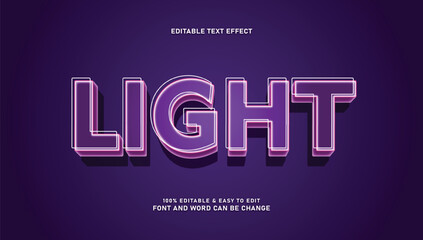 Fototapeta premium Light editable text effect vector, neon purple 3d outline font style on dark background