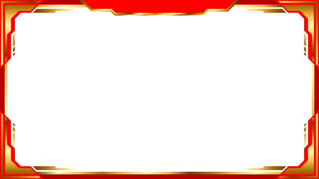 Futuristic Red and Gold Gaming Frame Stream Overlay Border Vector