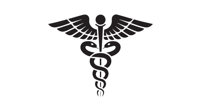 Medical symbol, caduceus icon, healthcare sign, vector emblem