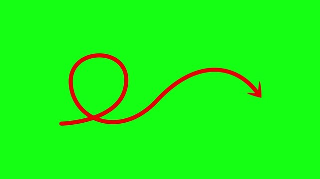 Red curved arrow symbol on green directional sign concept for navigation movement or guidance indicating flow or progression. animation