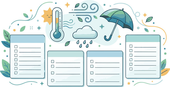 Weather forecast and checklist illustration