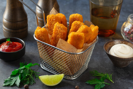 Fried fish fingers stick