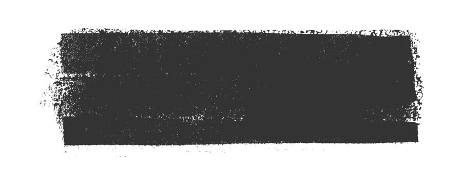 Black paint roller brush stroke grunge texture. Long horizontal distressed wall paint swipe mark displaying realistic industrial roll edge details for abstract border presentation layout clip art.