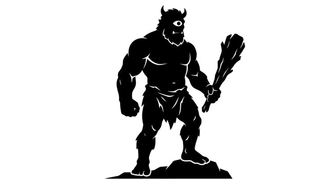 Black silhouette of a muscular demon.