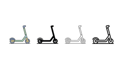 Four different colored electric scooters side view on white background  transportation options © MSTSENOARA