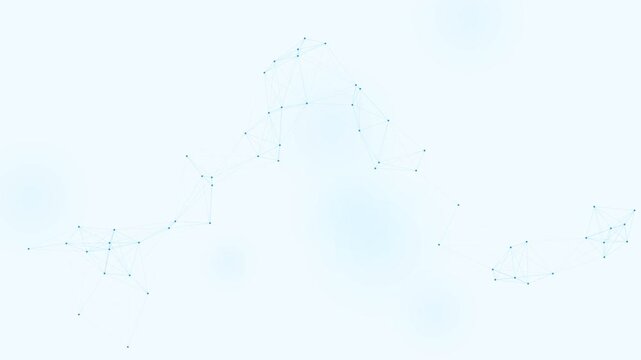 Cyan wave node network on light background, corporate technology connection motion loop