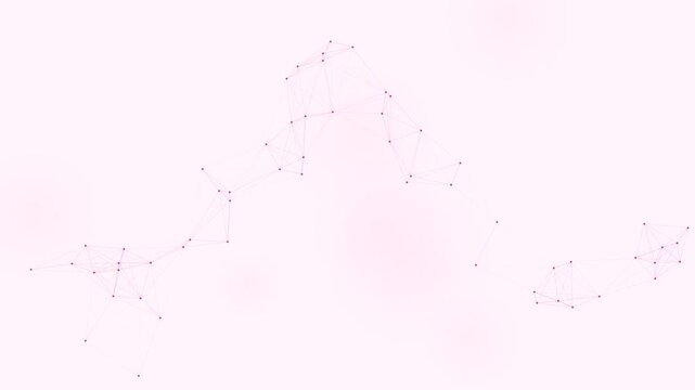 Magenta wave node network on light background, corporate technology connection motion loop