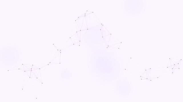 Violet wave node network on light background, corporate technology connection motion loop