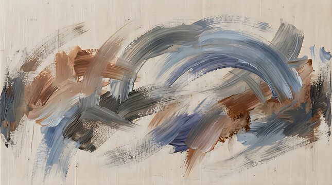 Abstract oil paint brush strokes with grey and orange colors