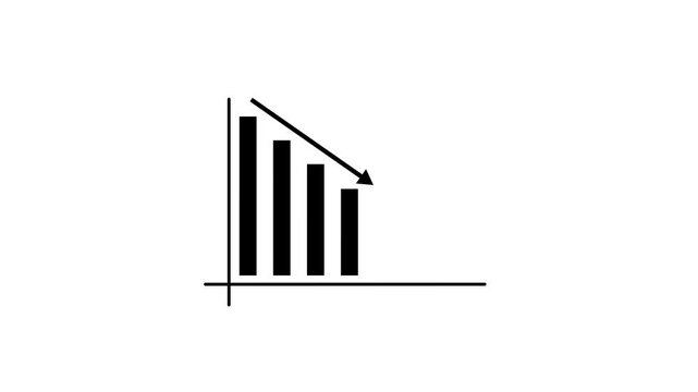 Vertical bars decreasing in height over time white background footage