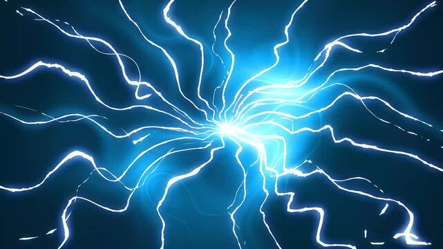 Powerful electric lightning bolt FX overlay with thunder energy transition, neon plasma shockwaves, glowing spark bursts, hand drawn anime storm effects, premium cinematic 4k animation