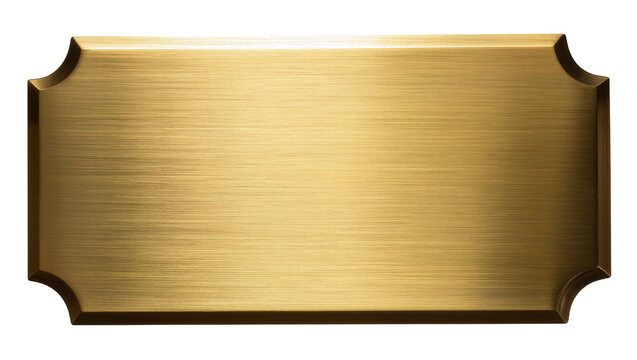 Brushed brass plaque with rounded corners