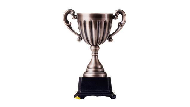 Antique Metal Trophy Cup with Handles on Black Base