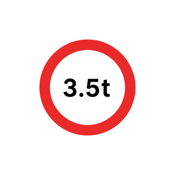Weight Restriction Sign: 3.5t limit, isolated on white background