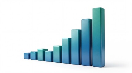 Fototapeta premium Dynamic 3D Growth Graph Rising on White Background for Business Success