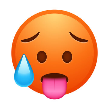 Hot face emoji illustration, isolated on transparent background.