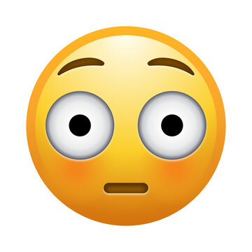 Flushed face emoji illustration, isolated on transparent background.