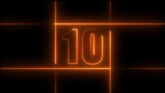 15 to 0 second modern digital countdown timer neon light style on black background.