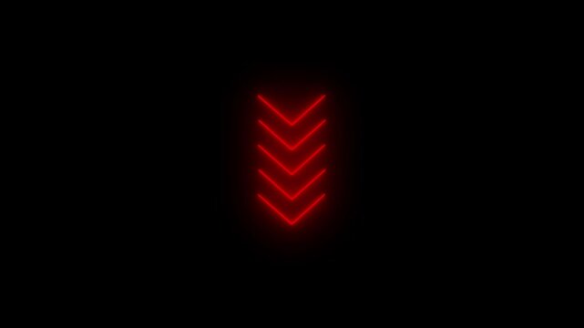 Glowing neon arrow directional icon animation. Abstract neon flash lightning arrow uploading animation.